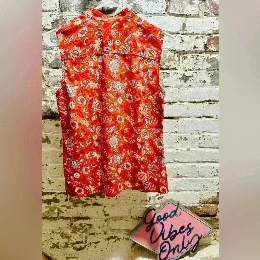 BROOKS BROTHERS Womens sleeveless floral blouse, size 4 - Picture 2 of 5